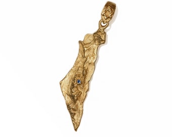 Israel map pendant, state of Israel pendant, 14k 18k solid gold Israel map pendant, silver / gold plated Israel pendant Jewish necklace