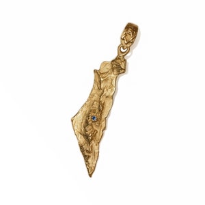 Israel Karte Anhänger, Anhänger von Israel Heiliges Land, 9k 14k 18k solid Gold Israel Karte Anhänger, Silber / vergoldet Israel Anhänger jüdischen Halskette