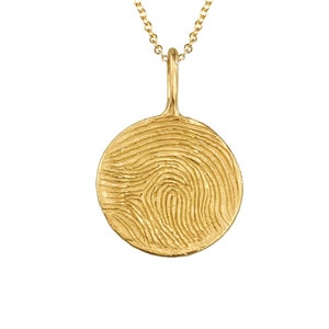 Custom Fingerprint Round pendant charm, Silver fingerprint Personalized Memorial Pendant, Custom Gift, Gold Plated Pendant ,14k solid gold