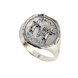 Jewish ancient hebrew bible silver signet ring, Israeli antique style jewish jewelry, holy land engraved bible spiritual signet ring