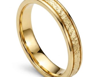 Hammered wedding ring, thin 14k solid Gold wedding band, rustic wedding band, thin stacking ring, gold textured simple classic band