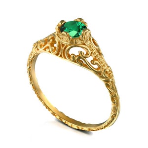 Ring setting , filigree Solitaire vintage inspired ring mount no stone, 14k gold edwardian engagement ring setting 4 prongs ring mounting