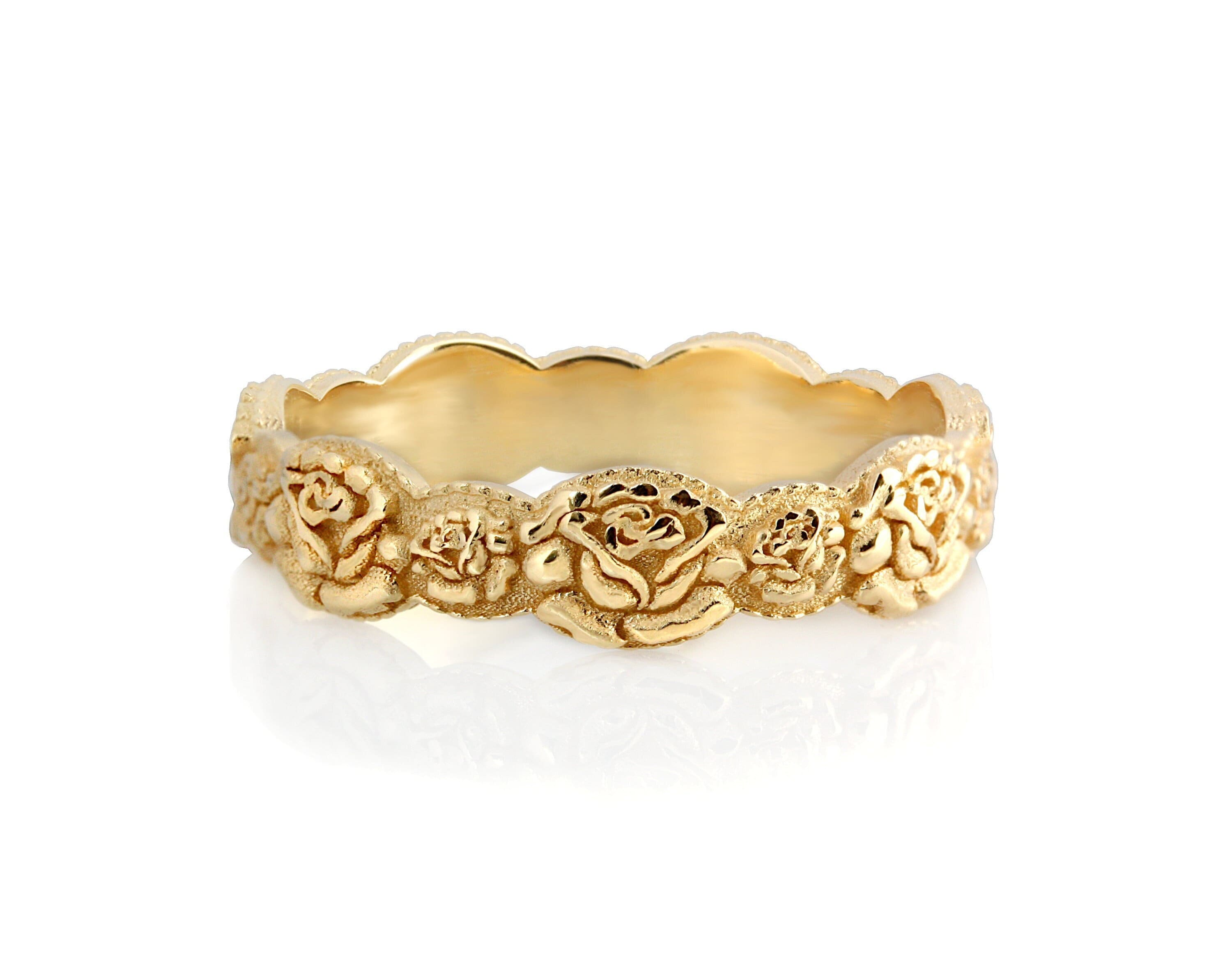 Metal Ring With Roses Gold Flower Ring, Ring With Roses, Roses Wedding Ring, Flowers Dainty ...