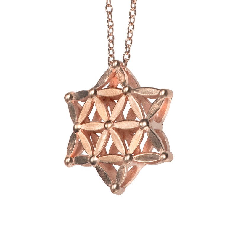 Flower of life Jewish star of david pendant ,14k gold magen david jewish holiday gift, bat mitzvah gift, bar mitzvah religious gold necklace image 2