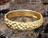 14k Honeycomb Gold ring, Textured wedding band, Hammered 14k Yellow Gold , rose gold ,men's single band ,Handmade women's wedding ring