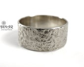 Hammered Silver Band  ,wide Textured silver men band, sterling silver wedding band, organic design, rustic mens silver band, hammered ring