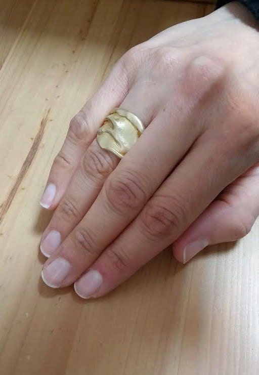 Large Unique Gold Ring Bohemian Wide Hand Forged Chunky Men | Etsy