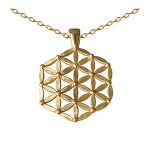 Flower of life pendant 14k 18k solid gold, flower of life gold necklace, seed of life pendant, flowers gold pendant, floral gold pendant