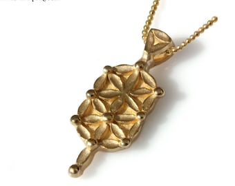 Flower of life kabbalah Ten sephirot pendant, 18k gold plated silver Jewish holiday gift, bat mitzvah jewelry
