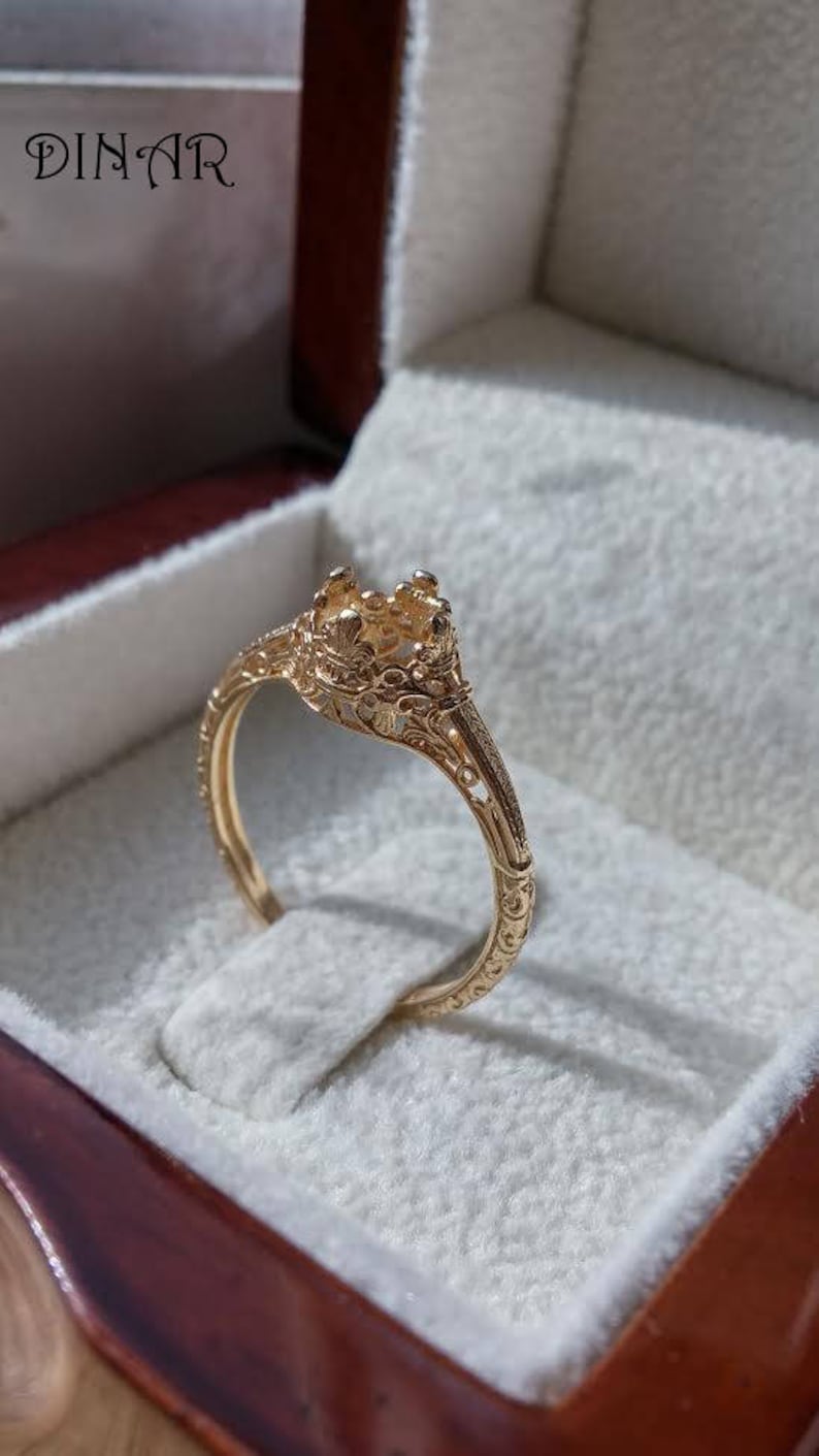 promise ring antique engagement ring Ring setting Vintage gold Engagement ring 18k gold ring setting 14k gold ring without gemstone