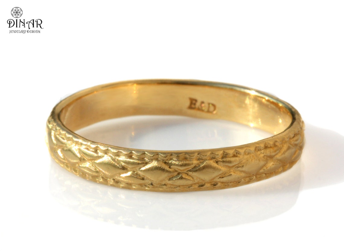 14k Gold Wedding Band Art deco gold wedding ring men's Etsy