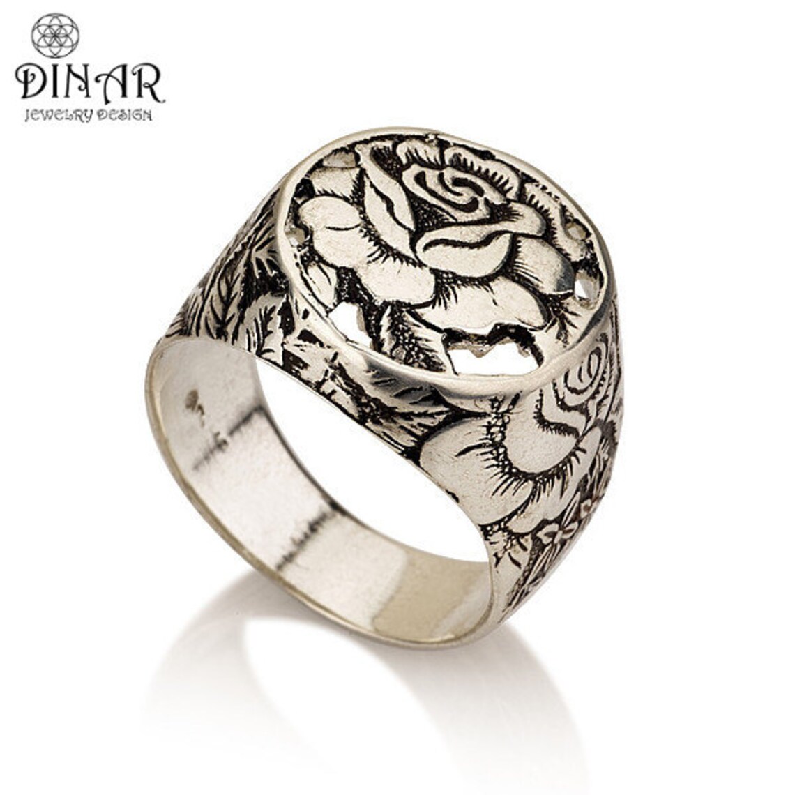 Rose Flower Silver Ring Sterling Silver Victorian Etsy