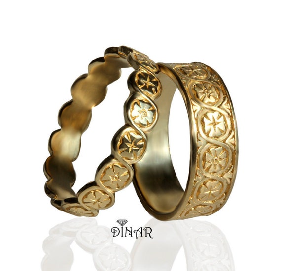 Clover Celtic 14k Wedding Rings Set Infinity Knot Art Deco | Etsy