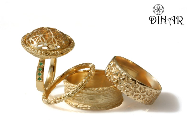 14k gold art deco scrolls engagement 14k Gold Engraved Solitaire Ring Mounting Setting 6 Prong ring mounting ring setting for one carat