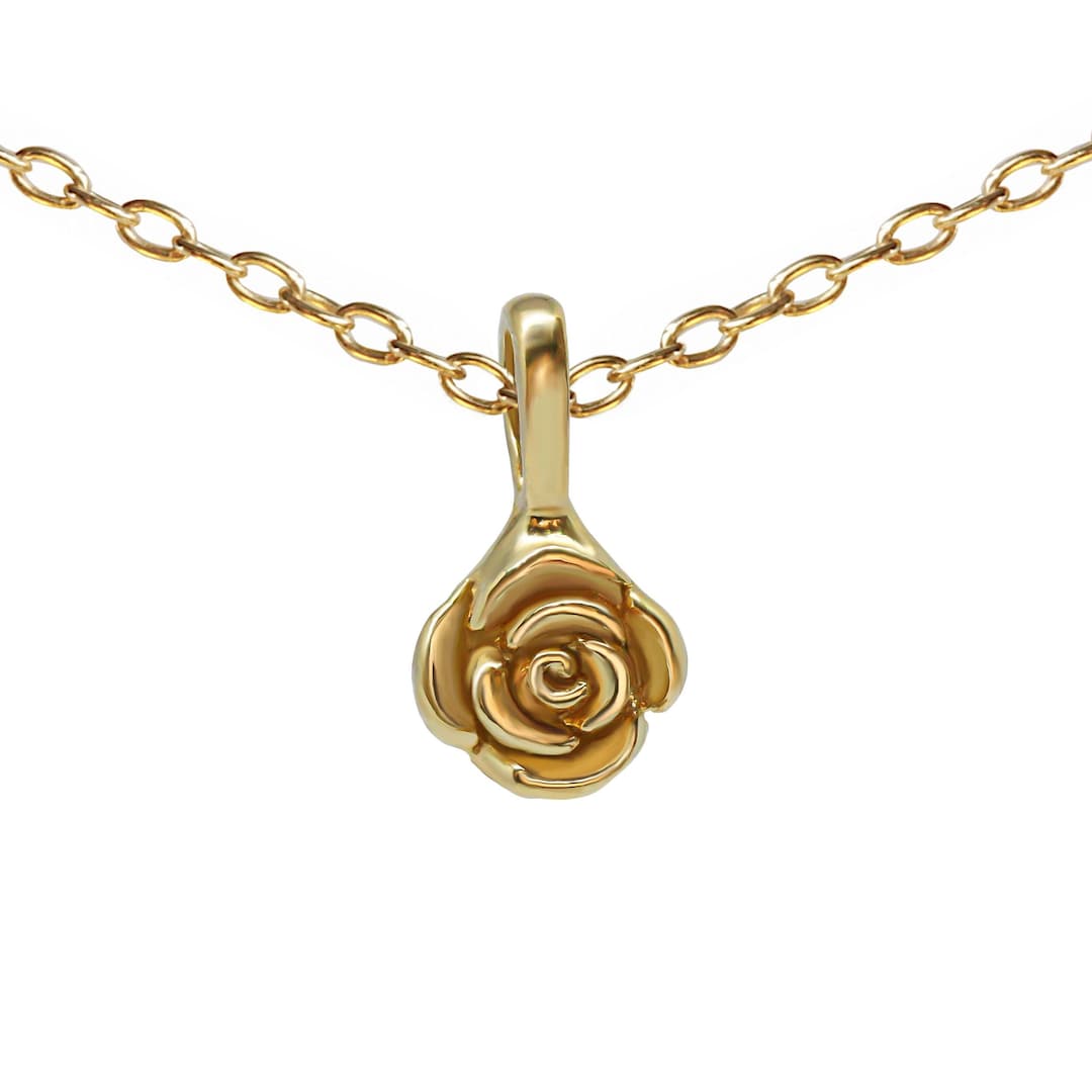 Fancy Gold R Flower Rose Flower Pendant 14k Solid Gold, Floral Charm Pendant Small Rose ...