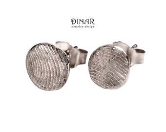 Wood textured small studs, organic twig style small round earrings, silver, 14k gold handmade nature inspired style studs