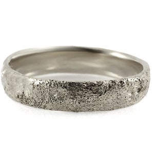 Handmade hammered rustic silver mens wedding band, tree bark texture ancient silver ring, rustic antique silver ring for men