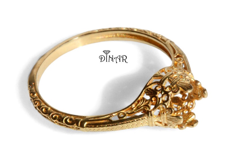 promise ring antique engagement ring Ring setting Vintage gold Engagement ring 18k gold ring setting 14k gold ring without gemstone
