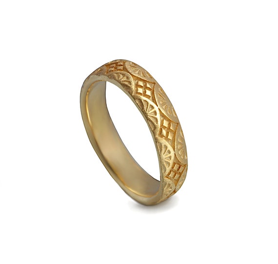 Art Deco Vintage Gold Wedding Ring Antique Engraved Geometric | Etsy