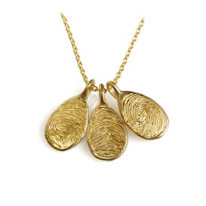 14k Gold kids Fingerprint drop shape pendants ,engraved teardrop charms with children fingerprint, personalized mothers day gift custom made