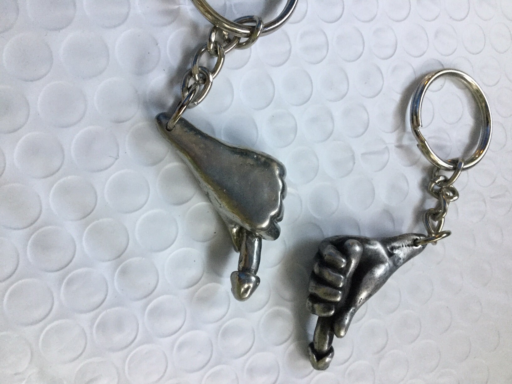 Phallic Keychains Adult: Pewter Hand With Phallus Keychain - Etsy