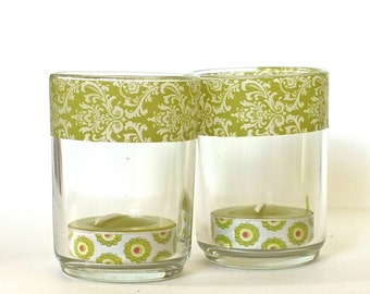 Candle Gift Set - 8 Decorative Tea Light Candles - 2 Clear Glass Candle Holders - 1 Gift Box