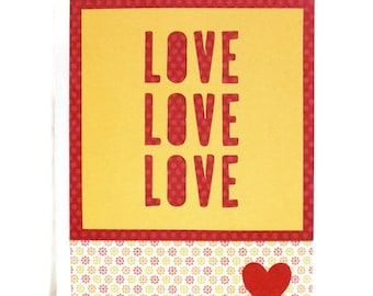 Handmade Love Card -Red and Yellow Love Card -Valentine Love Card -Romantic Card -With Love -Blank Inside with Envelope