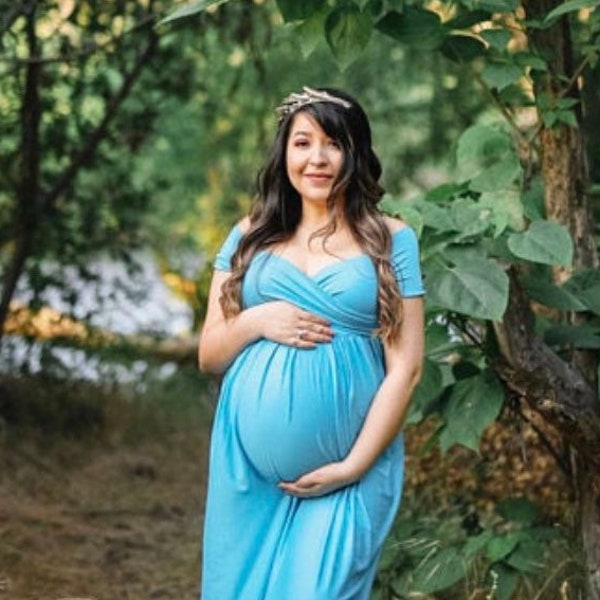 Maternity dress for photo shoot/sweetheart short sleeve maternity dress