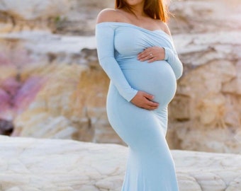 Fitted Maternity Gown: Handmade Jersey Knit Baby Shower Dress - Etsy