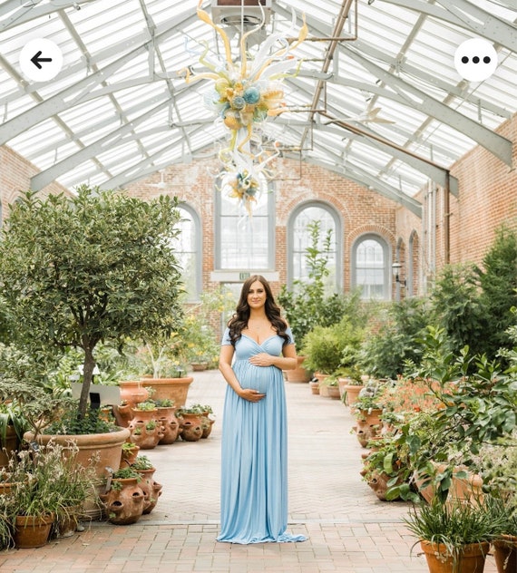short dress for maternity shoot Chiffon Maternity Photo Shoot Short Dresses Flare Sleeve See Through Pregnancy