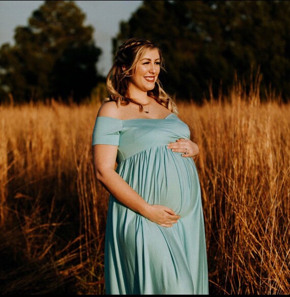 off the shoulder sweetheart maternity dress with short sleeves Off Shoulder Maternity Gown Sewing Pattern: Maxi, Cocktail, Ball Gown (PDF)