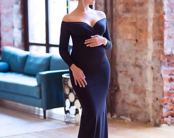 Maternity dress, maternity dress for photoshoot, long sleeve maternity dress, baby shower dress, long maternity dress, fitted long maternity