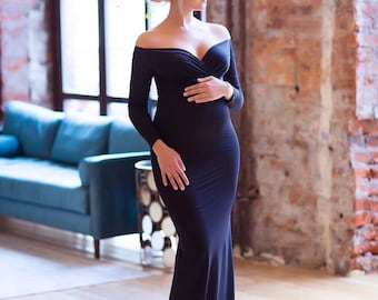 Fitted Maternity Gown: Handmade Jersey Knit Baby Shower Dress - Etsy