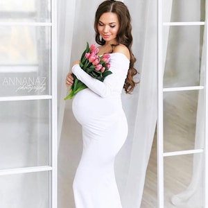 Maternity dress for photo shoot/ off the shoulder maternity dress