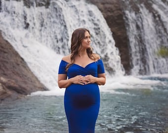 Maternity dress for photoshoot, maternity gown, baby shower dress, long maternity dress, fitted long maternity dress