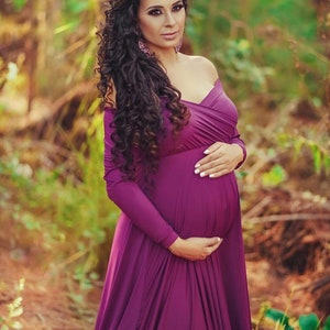 Maternity dress, baby shower dress, long maternity dress, fitted long maternity dress