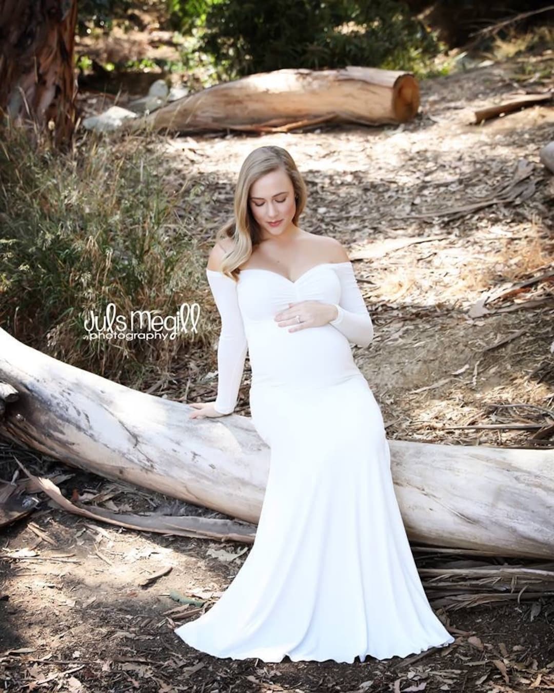 long sleeve maternity dresses for pictures Kate White Long Sleeve Silk Custom Maternity Photoshoot Gowns