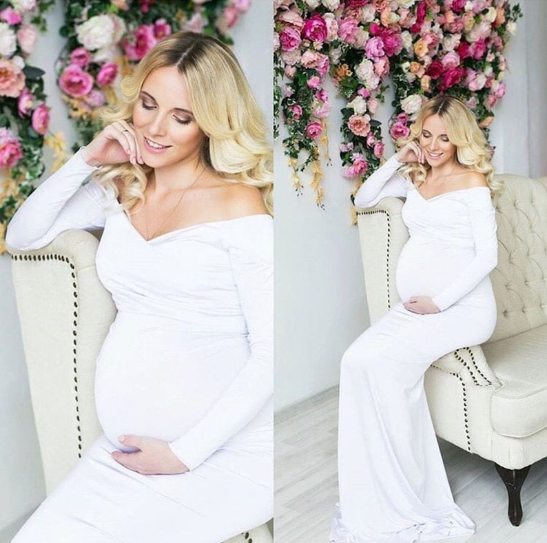 Long Sleeve Maternity Dress Baby Shower Dress Long Maternity Etsy