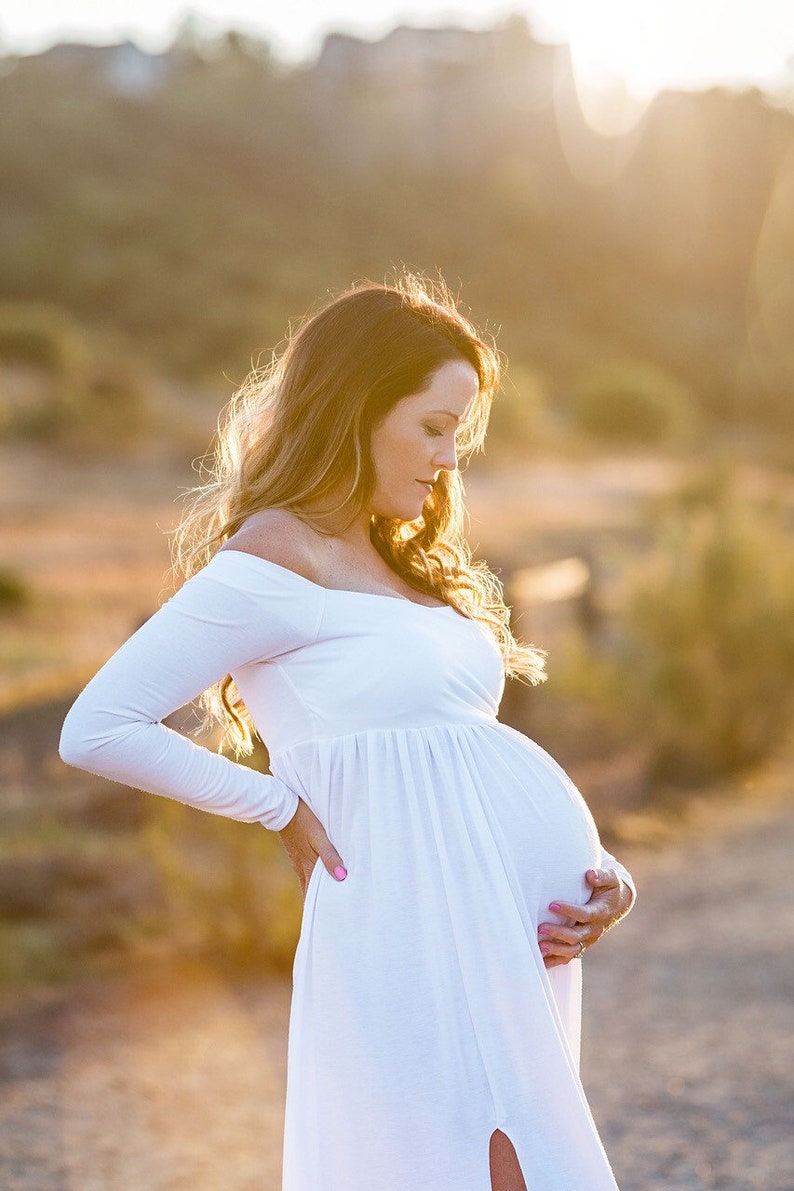 Maternity Dress for Photo Shoot/ Baby Shower Dress With a Slit Etsy