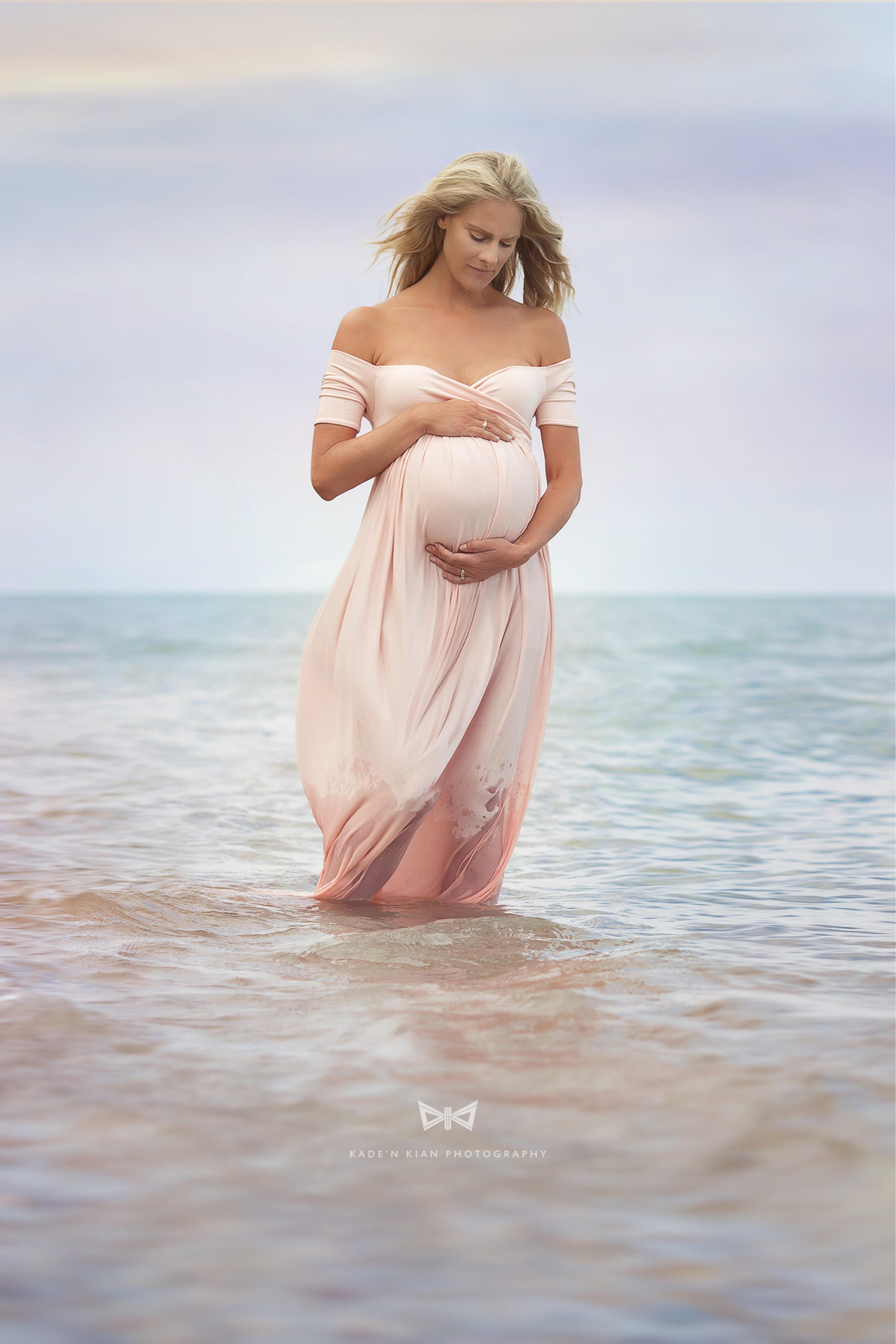 princess polly baby blue dress What to Wear: Beach Maternity Photos — Megan W Photography main image 1