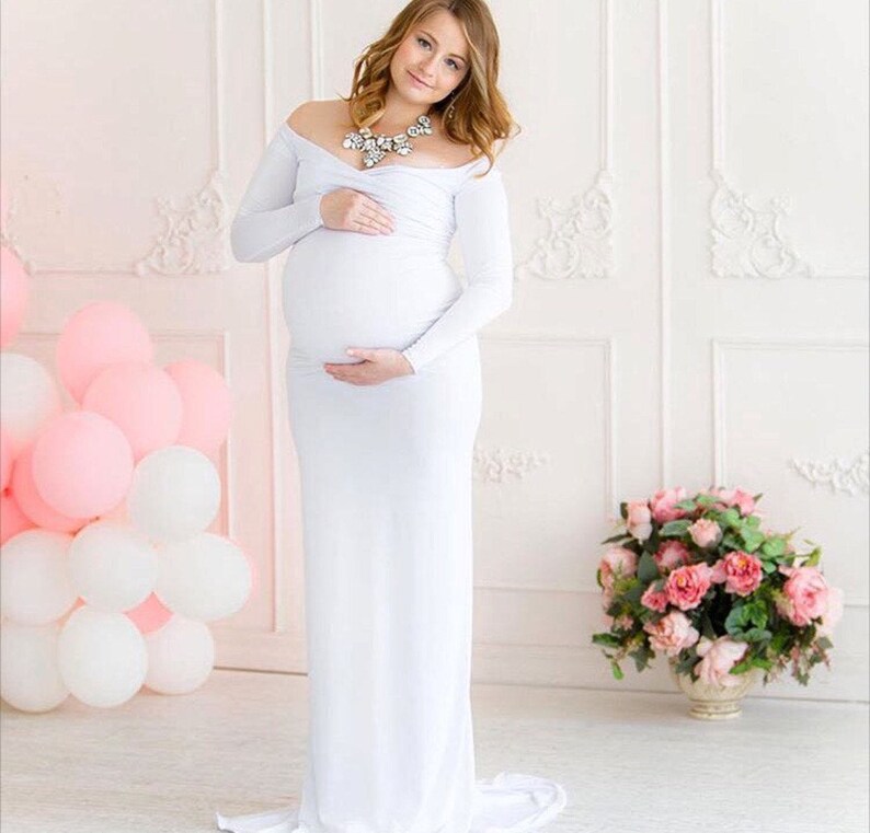 Long Sleeve Maternity Dress Baby Shower Dress Long Maternity - Etsy