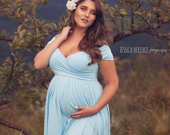 Maternity dress for photo shoot/sweetheart short sleeve maternity dress