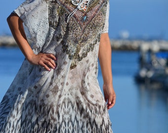 Embellished Kaftan Dress Jewelled Beach Cover Up Embellished Kaftan INGEAR Embellished Kaftan Dress Jewelled Beach Cover Up Embellished Kaftan INGEAR