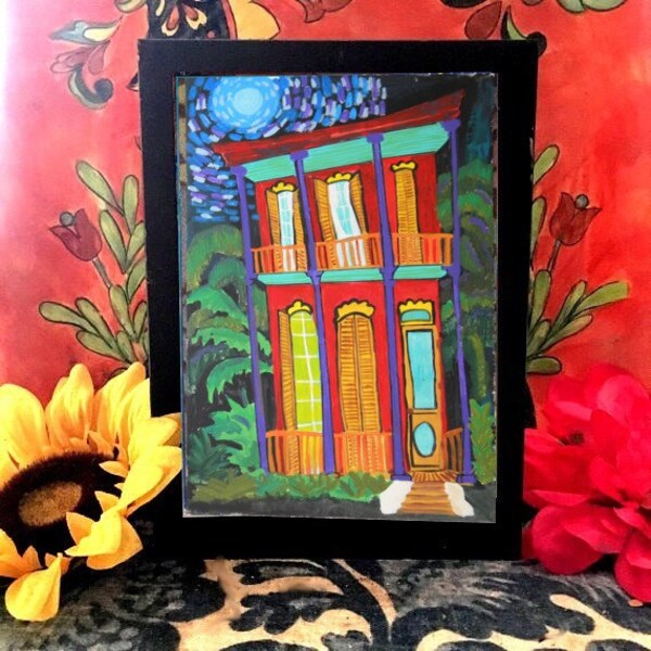 New Orleans House Red Garden District French Quarter Print Painting