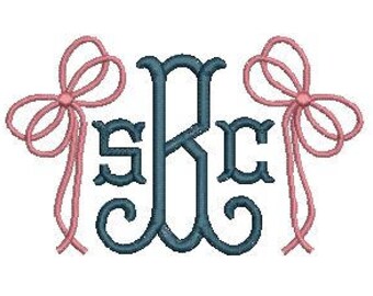 Bow Ribbon Monogram Add On Fill Stitch Embroidery Design File Embroidery Machine Instant Download