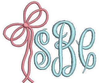 Bow Ribbon Monogram Add On Fill Stitch Embroidery Design File Embroidery Machine Instant Download