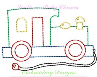 Wooden Pull Toy Train Vintage Quick Stitch Bean Nautical Boy Design File for Embroidery Machine Instant Download