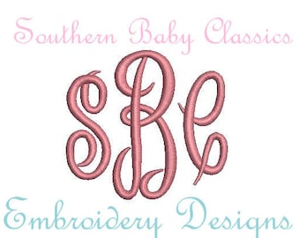 Master Script Monogram Font Design File for Embroidery Machine Monograms Instant Download Sizes 2, 3, 4, 5, 6 Inches