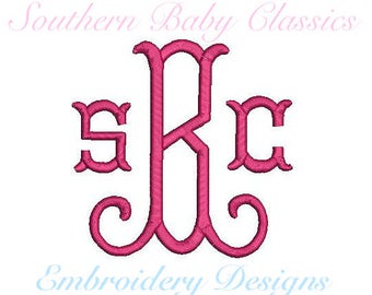 Fishtail Curl Arabesque Monogram Font Design File for Embroidery Machine Monogram Instant Download 4.5 and 3.5 Inches