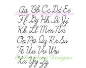 1 Inch Cursive Handwriting Vintage Bean Sketch Stitch Font Design File for Embroidery Machine Instant Download Quick Hand Stitched Look